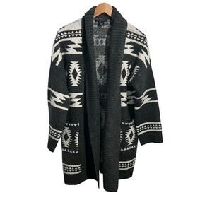 TAHARI Southewestern Aztec Open Front Cardigan Sweater Cozy Fall Size XS-Small